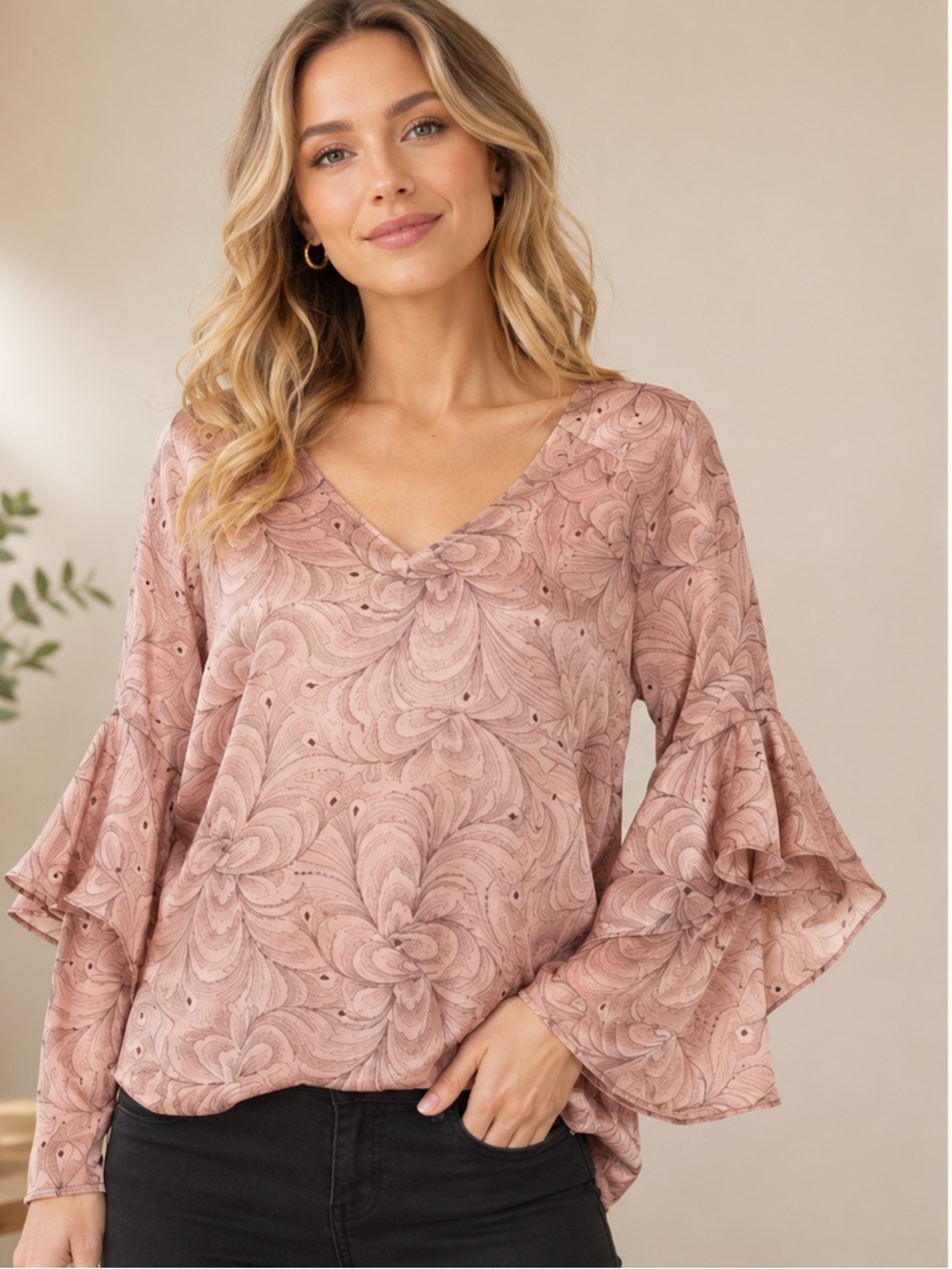 NWOT Chelsea28 Ruffle Sleeve Top